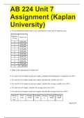 AB 224 Unit 7 Assignment (Kaplan University) QUESTIONS WITH COMPLETE SOLUTIONS GRADE A