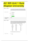 AC 505 Unit 1,2,3,4 AND 5 QUIZ(BUNDLE) KAPLAN UNIVERSITY WITH ALL VERIFIED SOLUTIONS GRADE A