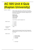 AC 505 Unit 4 Quiz (Kaplan University) QUESTIONS WITH COMPLETE SOLUTIONS GRADE A