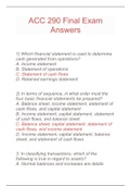 ACC 290 Final Exam QUESTIONS WITH COMPLETE SOLUTIONS GRADE A+
