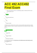 ACC 492 ACC492 Final Exam QUESTIONS WITH ALL COMPLETE SOLUTIONS GRADE A