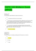 CHFD 350 Midterm Exam (APUS) WITH LATEST AND COMPLETE ANSWERS GRADE A