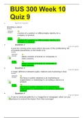 BUS 300 Week 10 Quiz 9 LATEST WITH COMPLETE SOLUTIONS GRADE A 