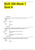 BUS 300 Week 7 Quiz 6 LATEST WITH ALL CORRECT AND COMPLETE SOLUTIONS GRADE A