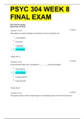 PSYC 304 WEEK 8 FINAL EXAM WITH GRADE A LATEST SOLUTIONS 