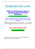 HUM Week 5 Critical Thinking Reflection graded A