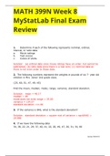 MATH 399N Week 8 MyStatLab Final Exam Review  With LATEST SOLUTION GRADED A