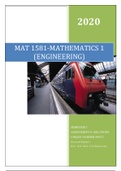 MAT1581:MATHEMATICS 1(ENGINEERING), ASSIGNMENT 01 SOLUTIONS, SEMESTER 2, 2020