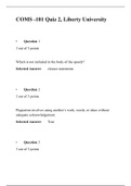  COMS 101 Quiz 2_Complete Answer -4 Versions, Liberty University