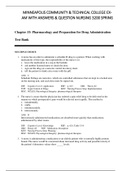MINNEAPOLIS COMMUNITY & TECHNICAL COLLEGE EXAM WITH ANSWERS & QUESTION NURSING 3200 SPRING Chapter 33: Pharmacology and Preparation for Drug Administration