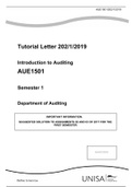 AUE1501 SEMESTER 1 ASSIGNMENT 2.(Intro to auditing)