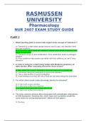 NURS 2407 Final Exam / NURS 2407 Midterm Exam / NURS 2092 Study Guide) (Part 2) (New Version, 2020): Rasmussen University (100 % Correct) (SATISFACTION GUARANTEED, Check Verified & Graded) (RASMUSSEN UNIVERSITY Pharmacology NUR 2407