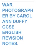 War Photographer by Carol Ann Duffy Revision Notes GCSE English