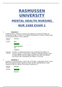 NUR2488 Week 1 Exam / NUR 2488 Week 1 Exam ( New , 2020): Rasmussen University of Nursing Mental Health Nursing (100% Correct)(SATISFACTION GUARANTEED, Verified & Graded)