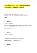RLGN 104 TEST 3 (5 Versions) Liberty University, Complete Answers