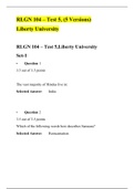 RLGN 104 – Test 5, (5 Versions) Liberty University