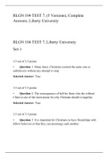 RLGN 104 TEST 7, (5 Versions), Complete Answers, Liberty University