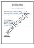 GCE Topical Question bank (HISTORY AND CULTURE OF PAKISTAN O, LEVEL)