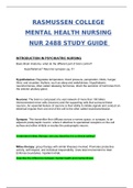 NUR2488 Mental Health Nursing : INTRODUCTION IN PSYCHIATRIC NURSING / NUR2488 Study Guide /  NUR 2488 Study Guide (New, 2020): MENTAL HEALTH NURSING NUR 2488 STUDY GUIDE  -RASMUSSEN COLLEGE (100% Correct)(SATISFACTION GUARANTEED, Check Verified And Graded