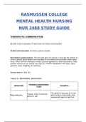 NUR2488 Mental Health Nursing : THERAPEUTIC COMMUNICATION / NUR2488 Study Guide /  NUR 2488 Study Guide (New, 2020): MENTAL HEALTH NURSING NUR 2488 STUDY GUIDE  -RASMUSSEN COLLEGE (100% Correct)(SATISFACTION GUARANTEED, Check Verified And Graded)