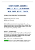 NUR2488 Mental Health Nursing : COGNITIVE & DEGENERATIVE DISORDERS/ NUR2488 Study Guide / NUR 2488 Study Guide (New, 2020): MENTAL HEALTH NURSING NUR 2488 STUDY GUIDE -RASMUSSEN COLLEGE (100% Correct)(SATISFACTION GUARANTEED, Check Verified And Graded)
