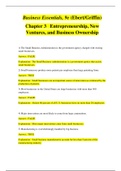 Business Essentials, 9e (Ebert/Griffin) Chapter 3   Entrepreneurship, New Ventures, and Business Ownership (QUESTIONS AND CORRECT ANSWERS)