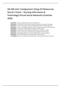 NR 360 Unit 7 Assignment Using ATI Resources: Nurse’s Touch – Nursing Informatics & Technology Virtual Social Networks (Summer 2020)
