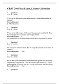 CRST 290 Final Exam_Answer, Liberty University, Version-4, Verified Answer, Purchase to secure HighGrade.