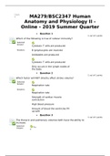 MA279/BSC2347 Human Anatomy and Physiology II - Online - 2019 Summer Quarter(ALL ANSWERS 100% VERIFIED BY AN EXPERT)