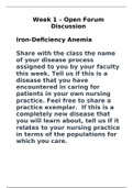 NR 507 Week 1 Open Forum Discussion: Iron-Deficiency Anemia-Chamberlain College Of Nursing( 100% CORRECT)