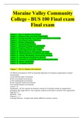 BUS 100 Final exam Final exam _Moraine Valley Community College - BUS 100 Final exam Final exam  Chapter 1   The U.S. Business Environment Chapter 2   Business Ethics and Social Responsibility Chapter 3   Entrepreneurship, New Ventures, and Business Owner