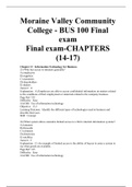 Moraine Valley Community College - BUS 100 Final exam Final exam-CHAPTERS (14-17)