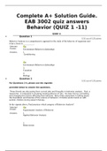 EAB 3002|Complete A+ Solution Guide. EAB 3002 quiz answers Behavior (QUIZ 1 -11)[QUIZ BANK]