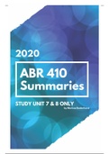 ABR 410 Summaries Study Unit 7 and 8 ONLY 