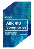 ABR 410 Summaries for Semester Test (Unit 3-8)