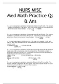 NURS MISC  Med Math Practice Qs & Ans