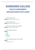 NUR2092 Health Assessment Exam 1 Study Guide  / NUR 2092 Health Assessment Exam 1 Study Guide (Latest, 2024/25): Rasmussen College