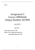 HBEDAAG ASSIGNMENT 3 NB THIS IS FOR GUIDELINE PURPOSES COPYING EXACTLY CAN DISQUALIFY  YOU FROM THE COURSE