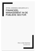 Artikel van Goeminne & Smolders (2011) van Financieel Management in de publieke sector
