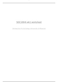 SOC 100 Week 1 Theory and Culture Worksheet
