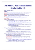 NURSING 326 Mental Health Study Guide 1-2 [Ace with Expert Insights]