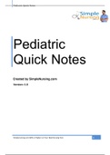 Pediatric Quick Notes|complete Summer 2020 complete guide, to help you Ace on you studies 82% or Higher on Your Next Nursing Test.