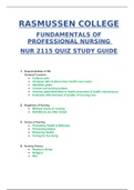 NUR 2115 : FUNDAMENTALS OF PROFESSIONAL NURSING Quiz 1 Study Guide / NUR2115 : FUNDAMENTALS OF PROFESSIONAL NURSING Quiz 1 Study Guide (New, 2020): Rasmussen College (SATISFACTION GUARANTEED, Check Graded & Verified A)