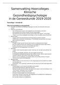 Samenvatting Hoorcolleges Klinische Gezondheidspsychologie in de Geneeskunde 2019-2020