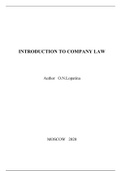 INTRODUCTION TO COMPANY LAW BY O.N.LOPATINA