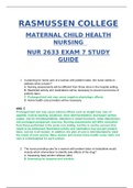 NUR2633 Exam 7 Study Guide / NUR 2633 Exam 7 Study Guide (New, 2020): (MATERNAL CHILD HEALTH NURSING) Rasmussen College (SATISFACTION GUARANTEED, Check Graded & Verified A)