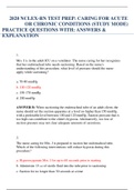 2020 NCLEX-RN TEST PREP: CARING FOR ACUTE OR CHRONIC CONDITIONS (STUDY MODE) PRACTICE QUESTIONS WITH: ANSWERS & EXPLANATION