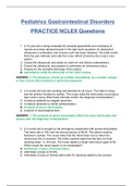 NCLEX Pediatrics Gastrointestinal Disorders PRACTICE Questions (Latest, 2020)(New, 2020) (100 % Correct) (SATISFACTION GUARANTEED, CHECK GRADED & VERIFIED)