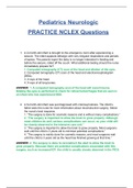 NCLEX Pediatrics Neurologic PRACTICE Questions (Latest, 2020)(New, 2020) (100 % Correct) (SATISFACTION GUARANTEED, CHECK GRADED & VERIFIED)