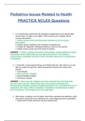 NCLEX Pediatrics Issues Related to Health PRACTICE Questions (Latest, 2020)(New, 2020) (100 % Correct) (SATISFACTION GUARANTEED, CHECK GRADED & VERIFIED)